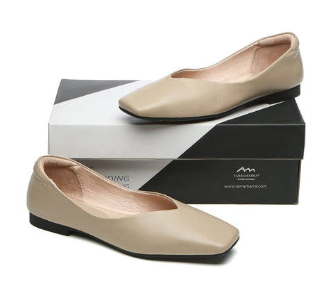 TARRAMARRA® Square Toe Leather Ballet Flats Women Libera