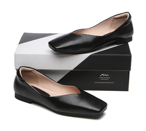 TARRAMARRA® Square Toe Leather Ballet Flats Women Libera