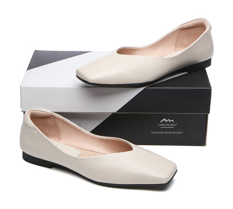 TARRAMARRA® Square Toe Leather Ballet Flats Women Libera