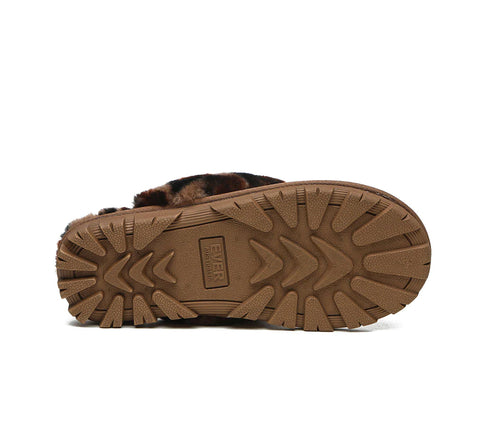 Australian Shepherd® UGG Slippers Double Face Sheepskin Women Leopard Print Slipper