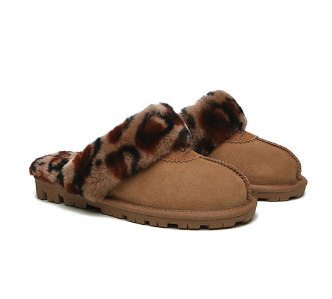 Australian Shepherd® UGG Slippers Double Face Sheepskin Women Leopard Print Slipper