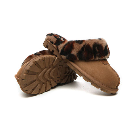 Australian Shepherd® UGG Slippers Double Face Sheepskin Women Leopard Print Slipper