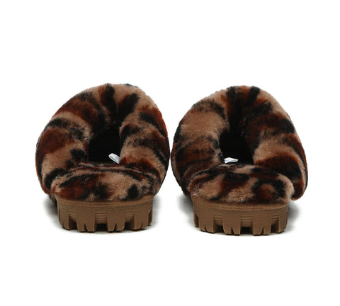 Australian Shepherd® UGG Slippers Double Face Sheepskin Women Leopard Print Slipper