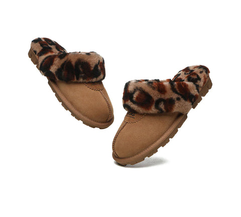 Australian Shepherd® UGG Slippers Double Face Sheepskin Women Leopard Print Slipper