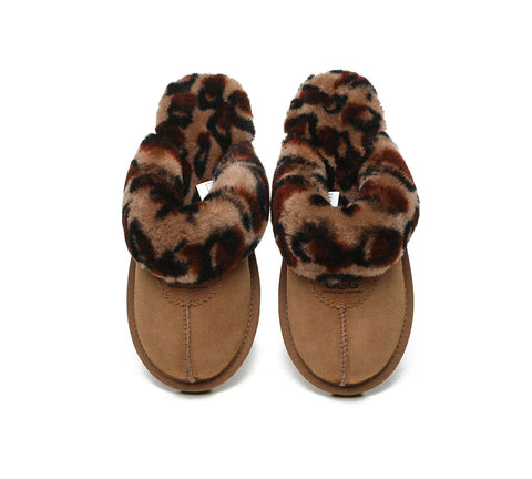 Australian Shepherd® UGG Slippers Double Face Sheepskin Women Leopard Print Slipper