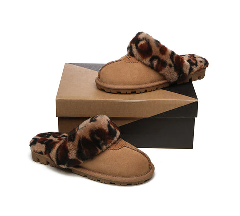 Australian Shepherd® UGG Slippers Double Face Sheepskin Women Leopard Print Slipper