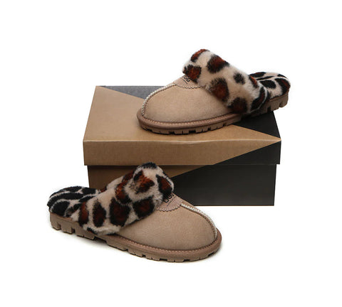 Australian Shepherd® UGG Slippers Double Face Sheepskin Women Leopard Print Slipper