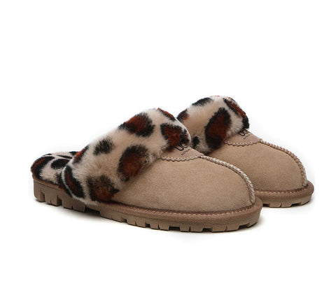 Australian Shepherd® UGG Slippers Double Face Sheepskin Women Leopard Print Slipper