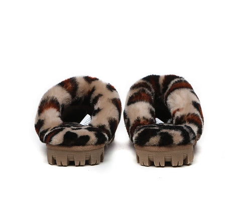 Australian Shepherd® UGG Slippers Double Face Sheepskin Women Leopard Print Slipper
