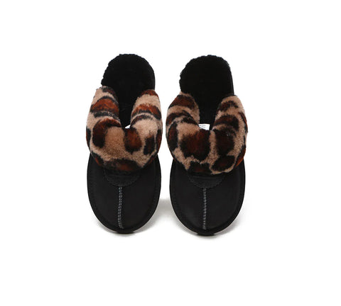 Australian Shepherd® UGG Slippers Double Face Sheepskin Women Leopard Print Slipper