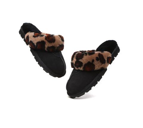 Australian Shepherd® UGG Slippers Double Face Sheepskin Women Leopard Print Slipper