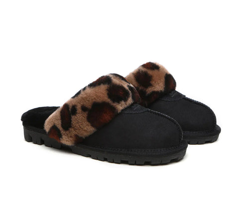 Australian Shepherd® UGG Slippers Double Face Sheepskin Women Leopard Print Slipper