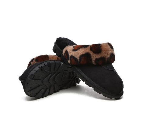 Australian Shepherd® UGG Slippers Double Face Sheepskin Women Leopard Print Slipper
