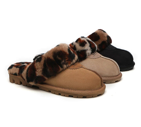 Australian Shepherd® UGG Slippers Double Face Sheepskin Women Leopard Print Slipper