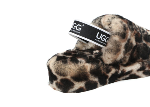 Australian Shepherd® Women Pamela Leopard Print Fluffy Slides