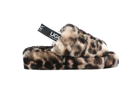 Australian Shepherd® Women Pamela Leopard Print Fluffy Slides