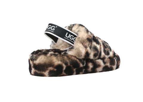 Australian Shepherd® Women Pamela Leopard Print Fluffy Slides