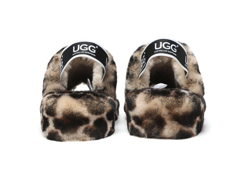 Australian Shepherd® Women Pamela Leopard Print Fluffy Slides