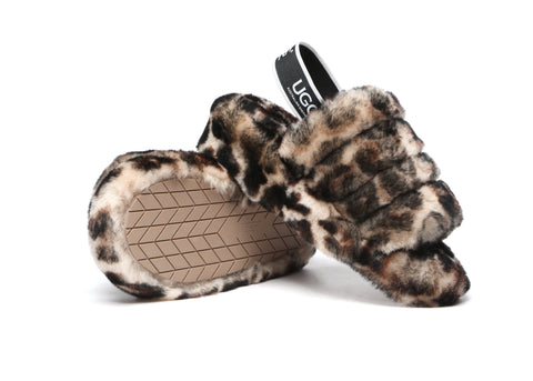 Australian Shepherd® Women Pamela Leopard Print Fluffy Slides