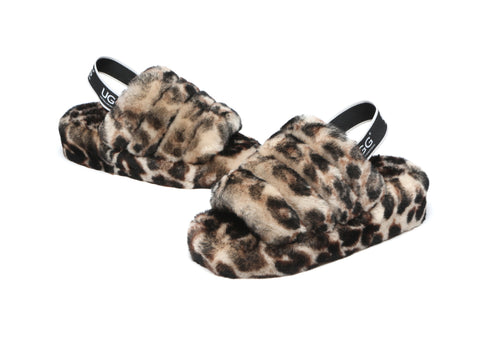 Australian Shepherd® Women Pamela Leopard Print Fluffy Slides