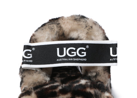 Australian Shepherd® Women Pamela Leopard Print Fluffy Slides