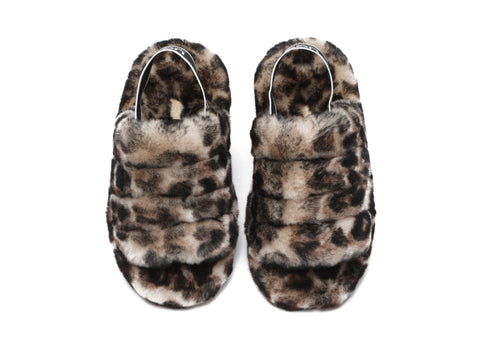 Australian Shepherd® Women Pamela Leopard Print Fluffy Slides