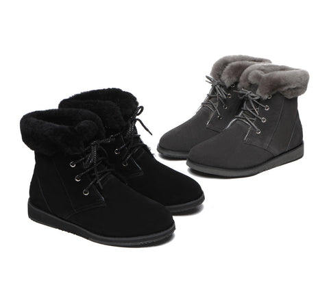 TARRAMARRA® Lace Up Ankle Fashion Sheepskin Women Boots Bonnie