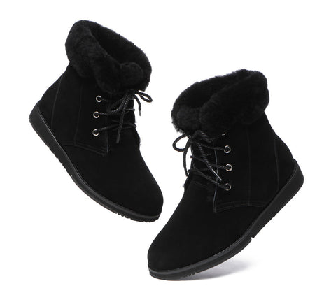 TARRAMARRA® Lace Up Ankle Fashion Sheepskin Women Boots Bonnie