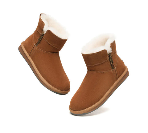 TARRAMARRA® Ankle Sheepskin Zipper Boots Women Malena