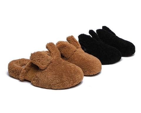 EVERAU® Sheepskin Wool Slippers Women Fluffy Bunny