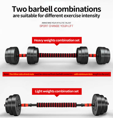 TARRAMARRA®【30KG】Adjustable Rubber Dumbbell Barbell Set