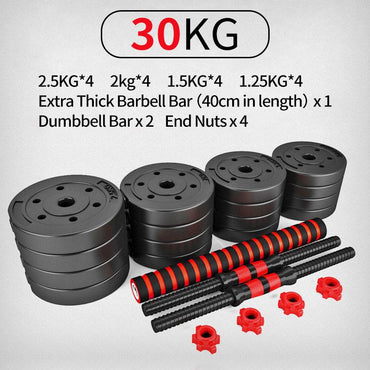 TARRAMARRA®【30KG】Adjustable Rubber Dumbbell Barbell Set
