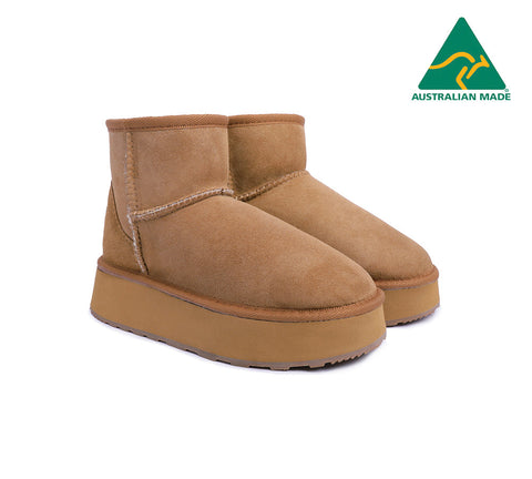 Urban UGG® Australian Made Sheepskin Wool Ankle Boots Mini Platform