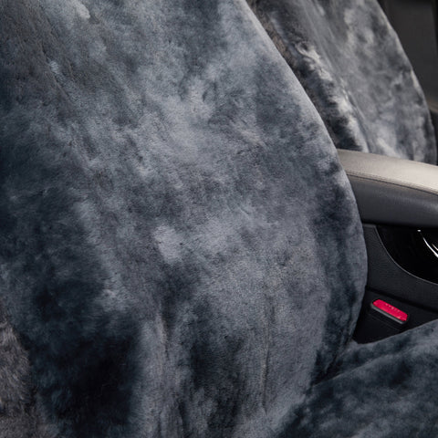 TARRAMARRA® Premium Sheepskin Car Seat Cover Ivory Air bag Safe Dark Grey