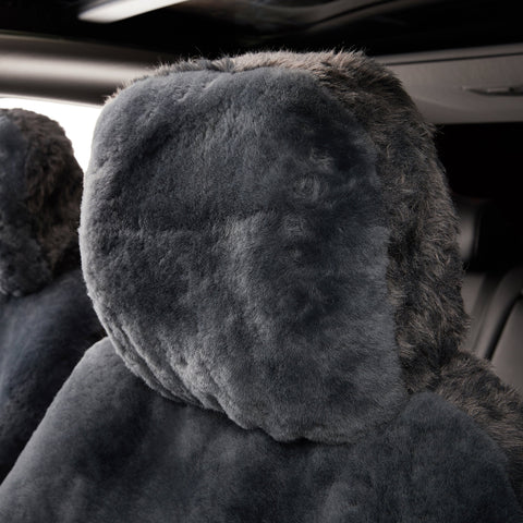 TARRAMARRA® Premium Sheepskin Car Seat Cover Ivory Air bag Safe Dark Grey