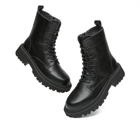 TARRAMARRA® Chunky Black Leather Women Boots Cecilia