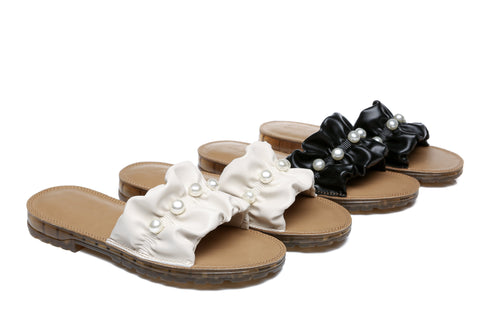 TARRAMARRA® Women Linita Leather Flat Slides With Pearls