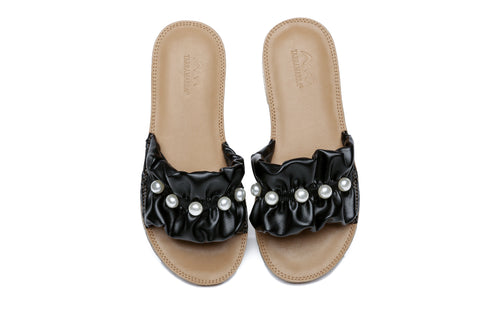 TARRAMARRA® Women Linita Leather Flat Slides With Pearls