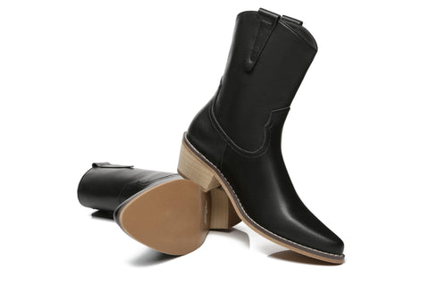 TARRAMARRA® Claudia Women Leather Mid Calf Pointed Toe Boots