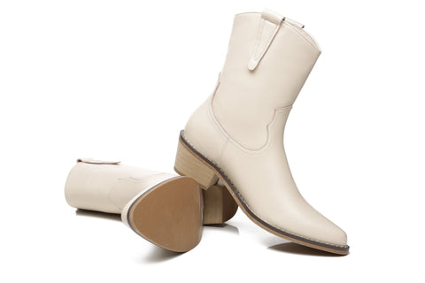 TARRAMARRA® Claudia Women Leather Mid Calf Pointed Toe Boots
