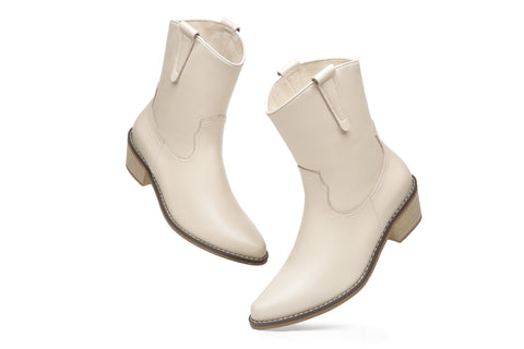 TARRAMARRA® Claudia Women Leather Mid Calf Pointed Toe Boots