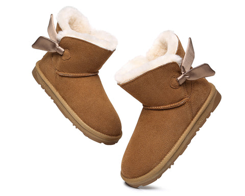EVERAU® Sheepskin Single Bow Boots Women Ember