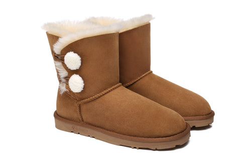 EVERAU® Mini Sheepskin Twin Button Boots Espina