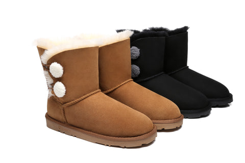 EVERAU® Mini Sheepskin Twin Button Boots Espina