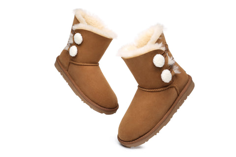 EVERAU® Mini Sheepskin Twin Button Boots Espina