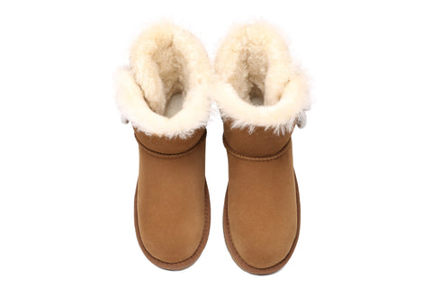 EVERAU® Mini Sheepskin Twin Button Boots Espina