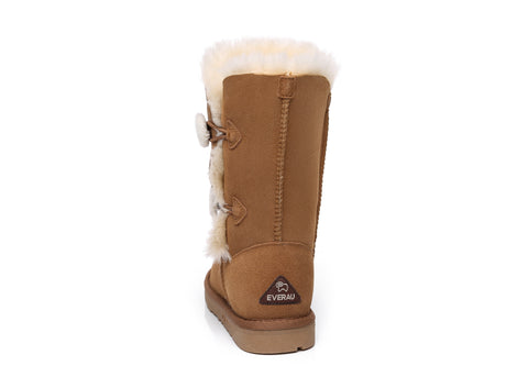 EVERAU® Short Twin Button Sheepskin Boots Espina