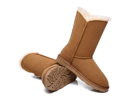 EVERAU® Short Twin Button Sheepskin Boots Espina
