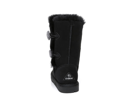 EVERAU® Short Twin Button Sheepskin Boots Espina