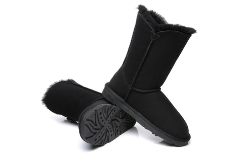 EVERAU® Short Twin Button Sheepskin Boots Espina